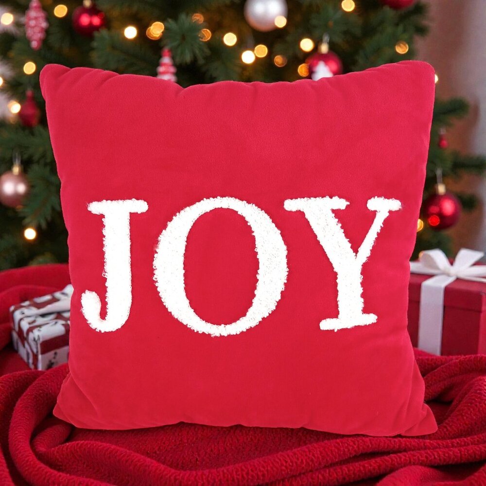 TARGET Bullseye Playground Red Plaid Christmas Joy Pillow 13"X13"